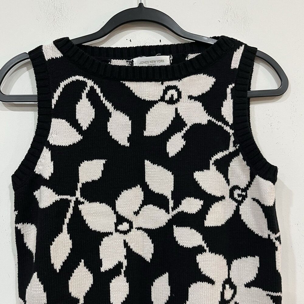 Vintage Jones New York Sport Women’s Floral Knit Sleeveless Sweater Vest Small - Picture 2 of 6